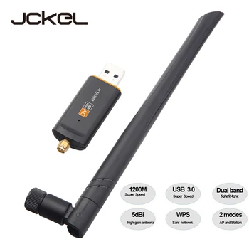 JCKEL Bezvadu Tīkla Karti 1200Mbps USB WIFI Adapteri, 2.4 Ghz, 5 ghz Wi-Fi Dongle RTL8812 5dBi Antenu Par Portatīvo DATORU