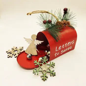 2022 Ziemassvētku Metāla Dzelzs Sarkanais Pastkastes Ziemsvētki Koks Apdare Mājām Karājas Rotājumu Kulons Vēstules Santa Claus