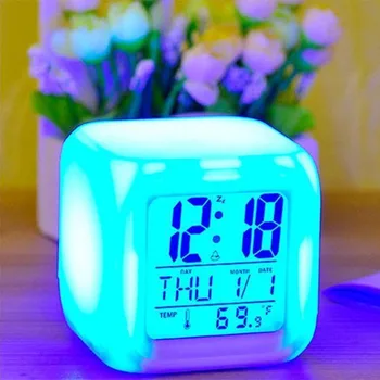 MINI Modinātājs Galda Watch Pulksteņi Elektronisko Kalendārs Termometrs Darbvirsmas Dekors LED Digitālo Kvēlojošs Bērnu Dāvanu 7 Krāsas