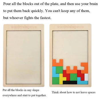 Puzzle Agrīnās Izglītības masīvkoka Krāsainu kvadrātu Krāsu Izglītības Koka Rotaļlietas, Koka Rotaļlietas, 3D Koka Spēles Pieaugušajiem Bērniem Rotaļlietas