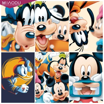 5D Dimanta Krāsošana Disney Cartoon Mickey Mouse Dumjš, Ņemot Selfie Ar Draugiem krustdūrienu Izšūšanas Komplekti Mozaīkas Mājas Dekoru