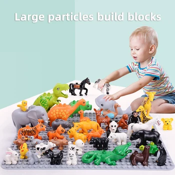 Lielo Izmēru Diy Celtniecības Bloki Dzīvnieku Skaitļi Melns Zirgs Saderīgs ar Liela Izmēra Rotaļlietas Bērniem Bērniem Dāvanas
