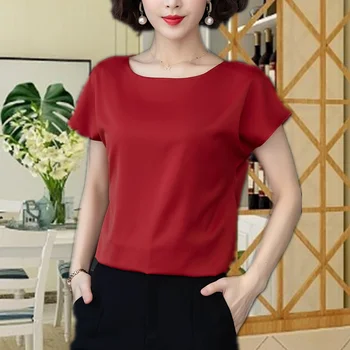 Korejas Sieviešu Krekls Šifona Blūzes Sievietēm ar Īsām Piedurknēm Krekls Sieviete Top O-veida kakla Mežģīņu Blūze Top Sieviete Ir 2021. Sieviete, Blūzes OLA