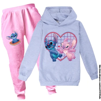 Disney Stitch Drēbes Zēniem Sweatershirt + Bikses Kokvilnas Uzvalks Bērniem, T Kreklu, Mazo Bērnu Skolas Meiteņu Apģērbs Divas Gabals, Kas Rudenī