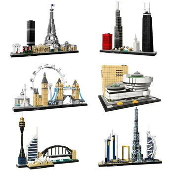 Arhitektūra Dubaijā, Parīzē Londonā, Sidnejas Čikāgas Shanghai Celtniecības Bloki Komplekts Ķieģeļu Klasiskās Pilsētas Modeli, Bērnu Rotaļlietas Bērniem Dāvanu