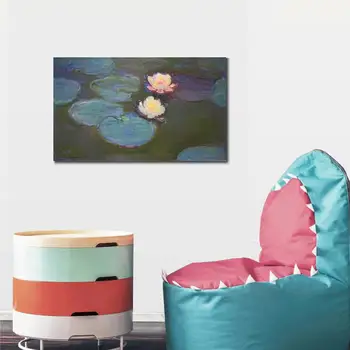 Roku darbs, eļļas glezna reprodukcijas Claude Monet Augstas kvalitātes Nympheas Effet du Soir Dzīvojamā istaba dekori