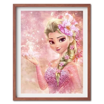 Disney DIY 5D Dimanta Glezna, Karikatūra Saldēti Elsa Princese Dimanta Izšuvumi Krusta Ctitch Komplekti Kārta Rhinestone Dekori Mājas