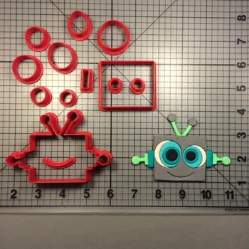 Robots S Pomādes Cupcake Top Kuteris Izgatavots 3D Iespiesti Cookie Cutter Set Confeitaria Kūka Apdare, Instrumenti Sīkfailu Veidnes