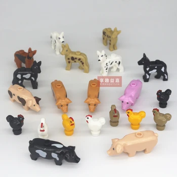 Maza Izmēra Diy Celtniecības Bloki Dzīvnieku cūku chook suns, briežu, zirgu Aksesuāri Saderīgs ar Liela Izmēra Rotaļlietas Bērniem, Bērnu Dāvanu