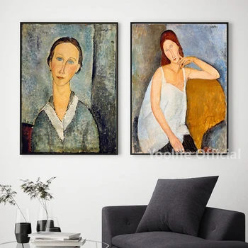 Amedeo Modigliani Slaveno Mākslas Glezna uz Audekla Galerija Sienas Art Pictures Antikvariāts, Plakāti un Izdrukas Dzīvojamā Istaba Guļamistaba Dekori