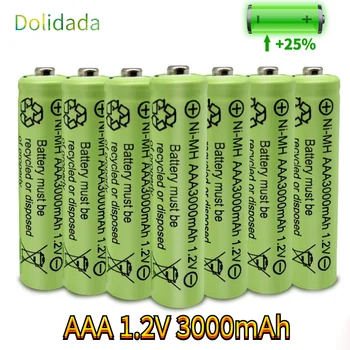Dzeltena Ni-MH akumulators, AAA3000mAh 3A 1.2 V, uzlādējams MP3 tālvadības rotaļlietas, LED gaismiņa, elektriskais skuveklis