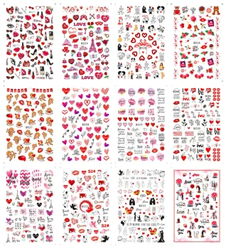 Uzlīme Nail Art Valentīna Dizaina Manikīra Uzlīmes Mīlestību Sirdī pašlīmējošās Pārsūtīt Nagu Uzlīmes DIY Dizainers Nagu Uzlīmes