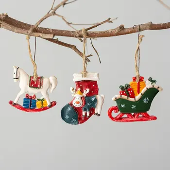 Ziemassvētku Rotājumi Retro Mazs Zirgs, Ziemassvētku Zeķes Piekārtiem Rotājumi, Rotaļlietas, Koka Kulons Partiju Mājas Apdare