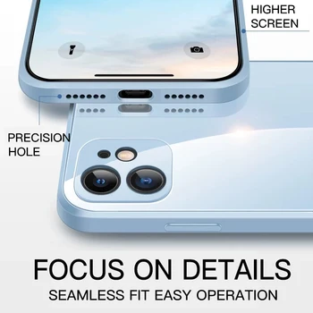 LOVECOM Laukumā Rūdīts Stikls Tālrunis Lietā Par iPhone 13 11 12 Pro Max Mini XR XS Max 8 7 Plus X Mīksto Šķidro Silikonu Aizmugurējo Vāciņu
