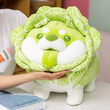 Radošā Kawaii Zaļā Ķīnas Kāposti Suns Plīša Rotaļlietu, Mīksto Karikatūra Dārzeņu Augiem Pildīti Lelli Ērti Spilvenu Dāvanas