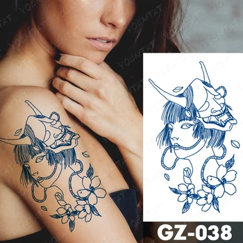Sula, Kas Ilgst Ūdensnecaurlaidīgus Pagaidu Tetovējumu Uzlīmes Japāņu Geišas Velna Maska Prajna Flash Tetovējums Katana Viesu Body Art Viltus Tatto
