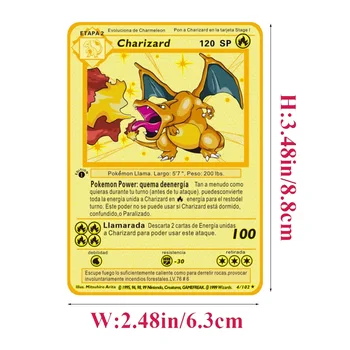Pokemon 26 Stila spānijas Metāla Kartes Displejs Pokemonu Charizard Pikachu GX V VMAX Spēlē Spēli Kolekcija Zelta Karti, Mazulis, Rotaļu Dāvanu