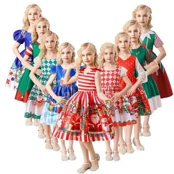 Bērni Santa Jaungada Puse Kleitas Bērnu Meitenes Gājienā Bumbu Kleita Ziemassvētku Ziemassvētki Deju Grupa Kostīmu Princese Mežģīņu Kleita Vestidos