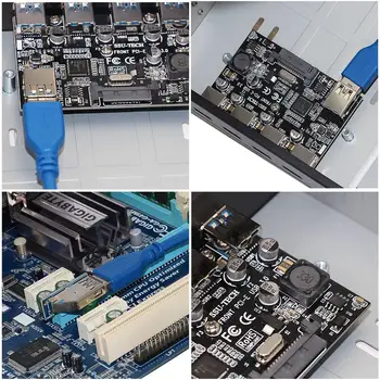 Super Ātrums PCIE PCI-E Express 4 Porti USB 3.0 HUB USB 3.0 5.25 collu Priekšējais Panelis ar 4 USB 3.0 Porti Datora Darbvirsmas DATORU
