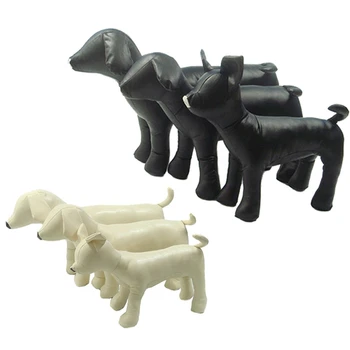 Ādas Suņu Mannequins Stāvus Suns Modeļi Rotaļlietas Lolojumdzīvnieku Veikals Reklāmas Manekena Black S